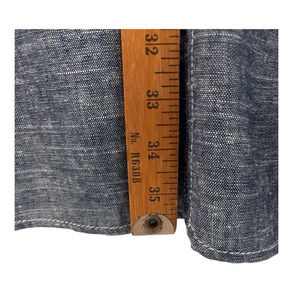 Max Studio Dress Womens Small Linen Blend Heather Blue Contrast Stitch‎ Pockets - Picture 7 of 9